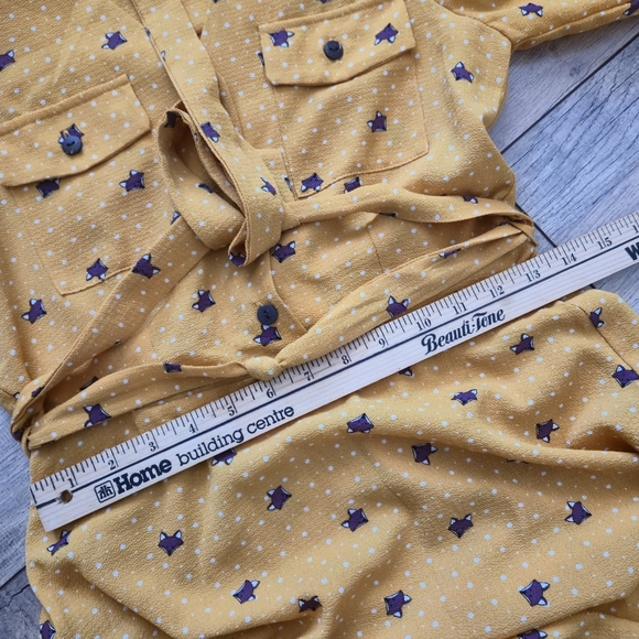 Monteau Los Angeles Mustard Yellow Fox Print Women's Small Dress - Picture 10 of 11